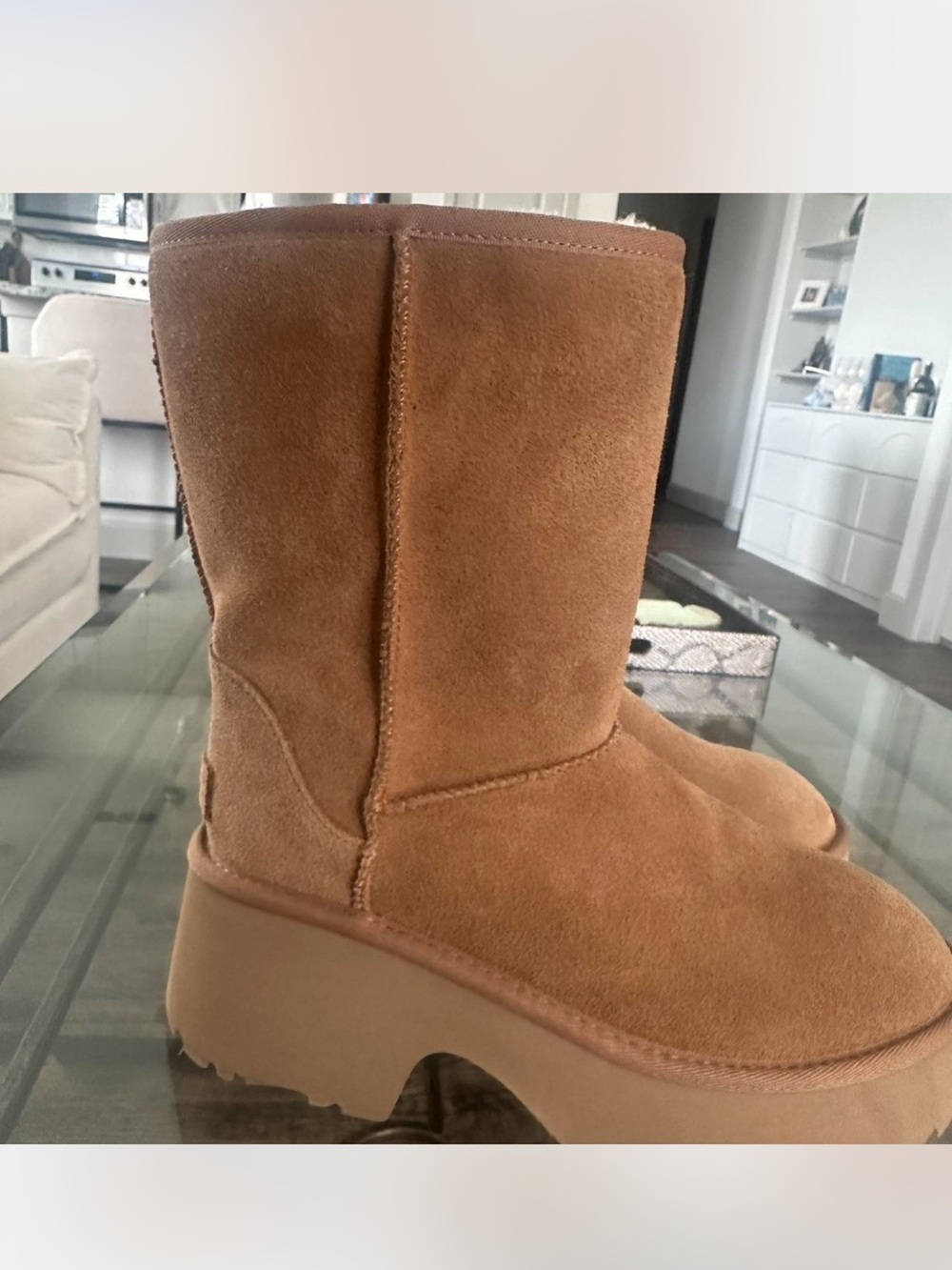 Ugg New Heights Suede Platform Boots - Chestnut